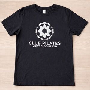 Club Pilates Black and White Logo T-Shirt, 100% Cotton Tee, Unisex Size XL